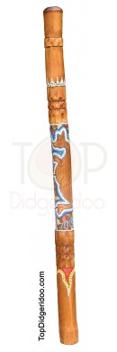 Medium Bamboo Didgeridoo Kangaroo Hand-Carved & Dot Painted (01053)