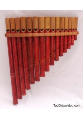 Pan-Flute 15 Bamboo Pipes Natural Red Finish (01073)